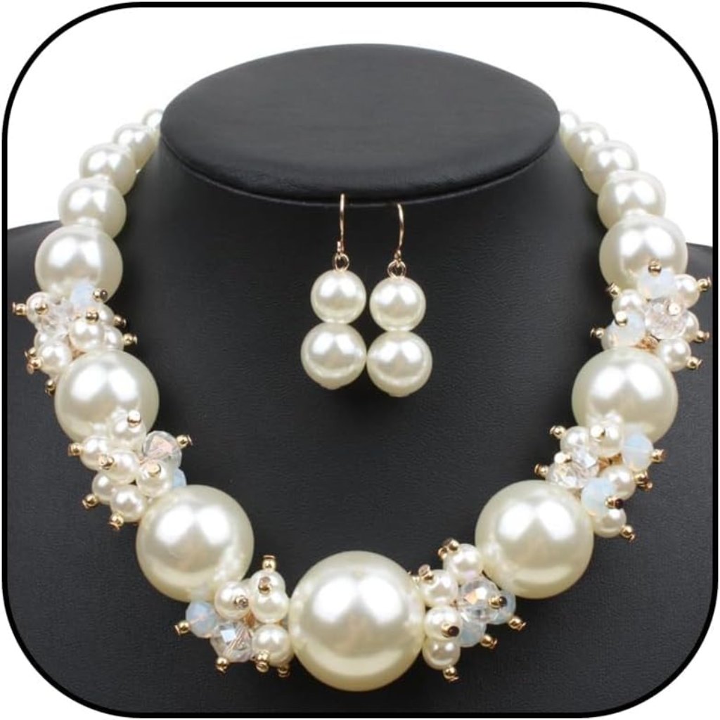 Silver Jewelry Set Prom Necklace Bracelet Earrings Rhinestone Costume Jewelry Fo